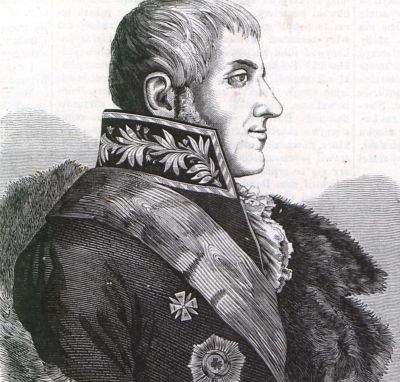 minister skarbu Księstwa Warszawskiego Tadeusz Dembowski na litografii Józefa Polkowskiego z 1862 r.