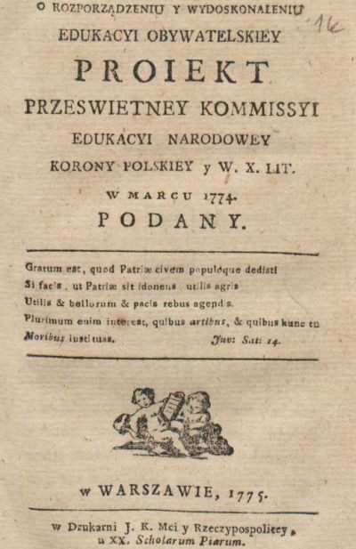 Strona tytułowa jednego z projektów nauczania KEN autorstwa jej członka Antoniego Popławskiego