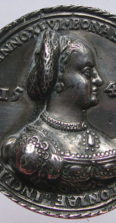Medal z wizerunkiem Bony Sforzy wykonany przez Jana Marię Padovano w 1546 r