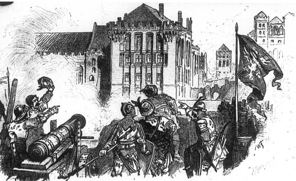 Artystyczna wizja oblężenia Malborka, przed 1912