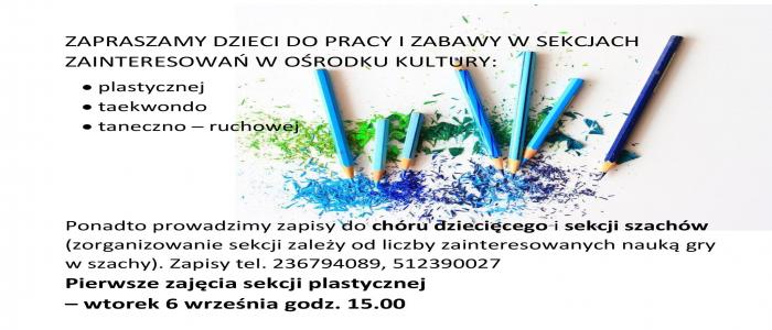 GOK Strzegowo zaprasza dzieci do pracy i zabawy w sekcjach zainteresowań