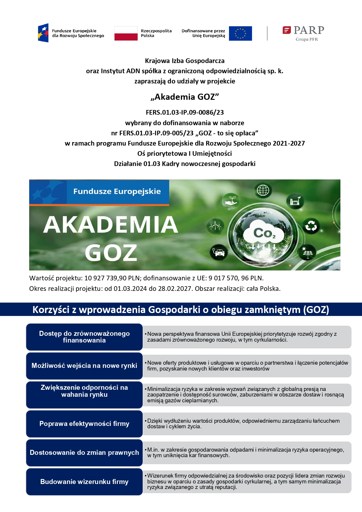 Akademia GOZ - bezpłatne szkolenia i doradztwo. Zapraszenie na spotkanie informacyjne online