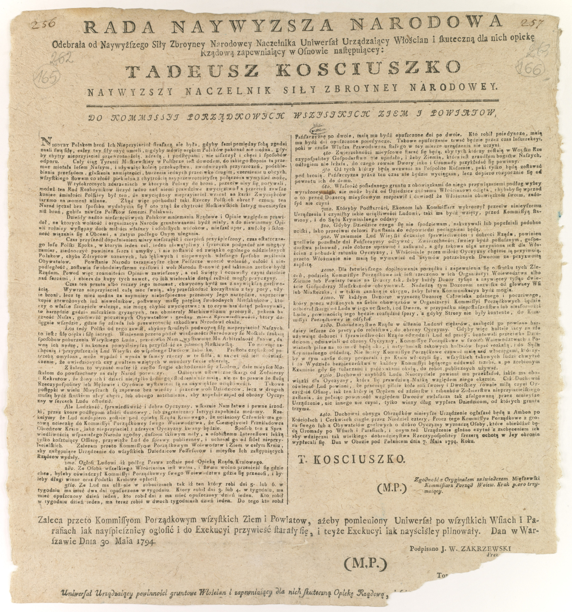 7 maja 1794 r - Tadeusz Kościuszko wydał Uniwersał połaniecki